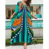imageBsubseach Kaftan Dresses for Women Butterfly Print Plus Size Batwing Sleeve Caftans Long Bathing Suit Cover UpGreen Blue