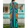 imageBsubseach Kaftan Dresses for Women Butterfly Print Plus Size Batwing Sleeve Caftans Long Bathing Suit Cover UpGreen Blue