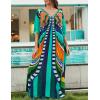 imageBsubseach Kaftan Dresses for Women Butterfly Print Plus Size Batwing Sleeve Caftans Long Bathing Suit Cover UpGreen Blue