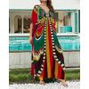 imageBsubseach Kaftan Dresses for Women Butterfly Print Plus Size Batwing Sleeve Caftans Long Bathing Suit Cover UpRed Butterfly