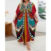 imageBsubseach Kaftan Dresses for Women Butterfly Print Plus Size Batwing Sleeve Caftans Long Bathing Suit Cover UpRed Butterfly