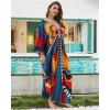 imageBsubseach Kaftan Dresses for Women Butterfly Print Plus Size Batwing Sleeve Caftans Long Bathing Suit Cover UpRed Yellow Butterfly