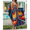 imageBsubseach Kaftan Dresses for Women Butterfly Print Plus Size Batwing Sleeve Caftans Long Bathing Suit Cover UpRed Yellow Butterfly