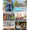 imageBsubseach Kaftan Dresses for Women Floral Print Caftans Bathing Suit Cover Ups Plus Size Long Beach Coverup DressBlue