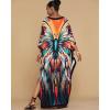 imageBsubseach Kaftan Dresses for Women Floral Print Caftans Bathing Suit Cover Ups Plus Size Long Beach Coverup DressColorful Butterfly