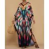 imageBsubseach Kaftan Dresses for Women Floral Print Caftans Bathing Suit Cover Ups Plus Size Long Beach Coverup DressColorful Butterfly