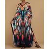 imageBsubseach Kaftan Dresses for Women Floral Print Caftans Bathing Suit Cover Ups Plus Size Long Beach Coverup DressColorful Butterfly