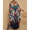 imageBsubseach Kaftan Dresses for Women Floral Print Caftans Bathing Suit Cover Ups Plus Size Long Beach Coverup DressColorful Butterfly