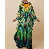 imageBsubseach Kaftan Dresses for Women Floral Print Caftans Bathing Suit Cover Ups Plus Size Long Beach Coverup DressGreen