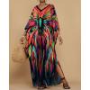 imageBsubseach Kaftan Dresses for Women Floral Print Caftans Bathing Suit Cover Ups Plus Size Long Beach Coverup DressRed
