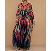 imageBsubseach Kaftan Dresses for Women Floral Print Caftans Bathing Suit Cover Ups Plus Size Long Beach Coverup DressRed