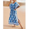imageBsubseach Kaftan Dresses for Women Plus Size Swimsuit Cover Up Long Caftan Dress with Waist DrawstringBblue