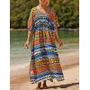 imageBsubseach Kaftan Dresses for Women Plus Size Swimsuit Cover Up Long Caftan Dress with Waist DrawstringBcolorful