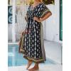 imageBsubseach Kaftan Dresses for Women Plus Size Swimsuit Cover Up Long Caftan Dress with Waist DrawstringBlack Green