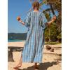 imageBsubseach Kaftan Dresses for Women Plus Size Swimsuit Cover Up Long Caftan Dress with Waist DrawstringBlue Stripe