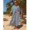 imageBsubseach Kaftan Dresses for Women Plus Size Swimsuit Cover Up Long Caftan Dress with Waist DrawstringBlue Stripe
