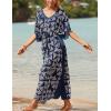 imageBsubseach Kaftan Dresses for Women Plus Size Swimsuit Cover Up Long Caftan Dress with Waist DrawstringBtriangle Print