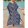 imageBsubseach Kaftan Dresses for Women Plus Size Swimsuit Cover Up Long Caftan Dress with Waist DrawstringBtriangle Print