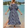 imageBsubseach Kaftan Dresses for Women Plus Size Swimsuit Cover Up Long Caftan Dress with Waist DrawstringBtriangle Print