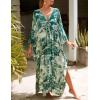 imageBsubseach Kaftan Dresses for Women Plus Size Swimsuit Cover Up V Neck Caftan Beach Dress LoungewearDarmy Leaves