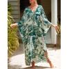 imageBsubseach Kaftan Dresses for Women Plus Size Swimsuit Cover Up V Neck Caftan Beach Dress LoungewearDarmy Leaves