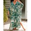 imageBsubseach Kaftan Dresses for Women Plus Size Swimsuit Cover Up V Neck Caftan Beach Dress LoungewearDarmy Leaves