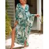 imageBsubseach Kaftan Dresses for Women Plus Size Swimsuit Cover Up V Neck Caftan Beach Dress LoungewearDarmy Leaves