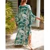 imageBsubseach Kaftan Dresses for Women Plus Size Swimsuit Cover Up V Neck Caftan Beach Dress LoungewearDarmy Leaves