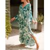 imageBsubseach Kaftan Dresses for Women Plus Size Swimsuit Cover Up V Neck Caftan Beach Dress LoungewearDarmy Leaves