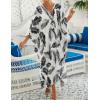 imageBsubseach Kaftan Dresses for Women Plus Size Swimsuit Cover Up V Neck Caftan Beach Dress LoungewearDblack Leaves Print
