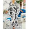 imageBsubseach Kaftan Dresses for Women Plus Size Swimsuit Cover Up V Neck Caftan Beach Dress LoungewearDblack Leaves Print