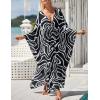 imageBsubseach Kaftan Dresses for Women Plus Size Swimsuit Cover Up V Neck Caftan Beach Dress LoungewearDblack White Arc