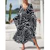 imageBsubseach Kaftan Dresses for Women Plus Size Swimsuit Cover Up V Neck Caftan Beach Dress LoungewearDblack White Arc