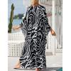 imageBsubseach Kaftan Dresses for Women Plus Size Swimsuit Cover Up V Neck Caftan Beach Dress LoungewearDblack White Arc