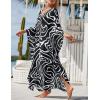 imageBsubseach Kaftan Dresses for Women Plus Size Swimsuit Cover Up V Neck Caftan Beach Dress LoungewearDblack White Arc