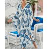 imageBsubseach Kaftan Dresses for Women Plus Size Swimsuit Cover Up V Neck Caftan Beach Dress LoungewearDblue Leaves