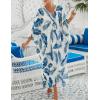 imageBsubseach Kaftan Dresses for Women Plus Size Swimsuit Cover Up V Neck Caftan Beach Dress LoungewearDblue Leaves