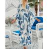 imageBsubseach Kaftan Dresses for Women Plus Size Swimsuit Cover Up V Neck Caftan Beach Dress LoungewearDblue Leaves