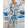 imageBsubseach Kaftan Dresses for Women Plus Size Swimsuit Cover Up V Neck Caftan Beach Dress LoungewearDblue Leaves