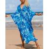 imageBsubseach Kaftan Dresses for Women Plus Size Swimsuit Cover Up V Neck Caftan Beach Dress LoungewearDblue Print 2