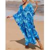 imageBsubseach Kaftan Dresses for Women Plus Size Swimsuit Cover Up V Neck Caftan Beach Dress LoungewearDblue Print 2