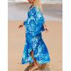 imageBsubseach Kaftan Dresses for Women Plus Size Swimsuit Cover Up V Neck Caftan Beach Dress LoungewearDblue Print 2