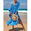 imageBsubseach Kaftan Dresses for Women Plus Size Swimsuit Cover Up V Neck Caftan Beach Dress LoungewearDblue Print