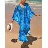 imageBsubseach Kaftan Dresses for Women Plus Size Swimsuit Cover Up V Neck Caftan Beach Dress LoungewearDblue Print