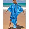 imageBsubseach Kaftan Dresses for Women Plus Size Swimsuit Cover Up V Neck Caftan Beach Dress LoungewearDblue Print