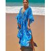 imageBsubseach Kaftan Dresses for Women Plus Size Swimsuit Cover Up V Neck Caftan Beach Dress LoungewearDblue Print