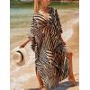 imageBsubseach Kaftan Dresses for Women Plus Size Swimsuit Cover Up V Neck Caftan Beach Dress LoungewearDbrown Zebra