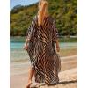 imageBsubseach Kaftan Dresses for Women Plus Size Swimsuit Cover Up V Neck Caftan Beach Dress LoungewearDbrown Zebra