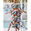 imageBsubseach Kaftan Dresses for Women Plus Size Swimsuit Cover Up V Neck Caftan Beach Dress LoungewearDcolored Geometry