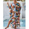 imageBsubseach Kaftan Dresses for Women Plus Size Swimsuit Cover Up V Neck Caftan Beach Dress LoungewearDcolored Geometry